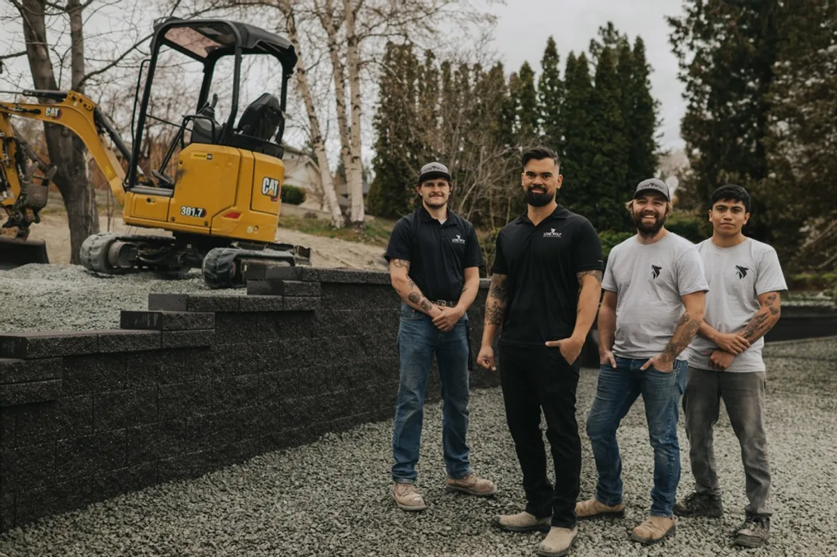 Lone Wolf Hardscapes team on a jobsite